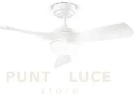 Ventilatore sirio in metallo bianco 3 pale legno massiccio a teleco...