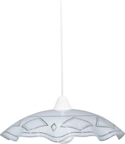 Sospensione D50 1xE27 Montatura Bianca Vetro Lastra Bianco E-Energy Brigida...