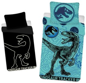 Biancheria da letto singola in cotone per bambini con effetto luminoso 140x200 cm Jurrastic World - Jerry Fabrics