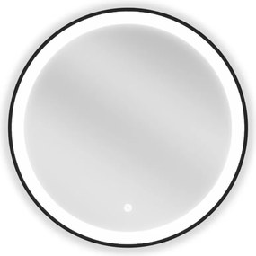 Mexen Esso specchio da bagno illuminato, rotondo 60 cm, LED 6000K, antiappannamento, cornice nera - 9825-060-060-611-70