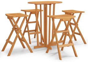 Set da bar pieghevole 5 pz in legno massello di teak