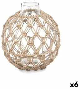 Sfera Decorativa Trasparente Naturale Vetro Corda 18 x 20 cm (6 Unità)