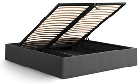 Letto matrimoniale imbottito color antracite con contenitore/senza testiera con rete inclusa 180x200 cm Susan – Micadoni