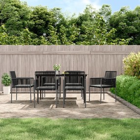 Sedie giardino con cuscini 6 pz nere 54x60,5x83,5 cm polyrattan