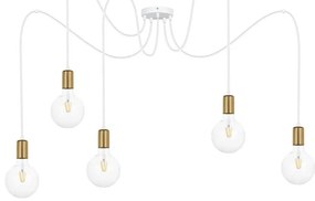 Lampadario a sospensione con filo MIROS 5xE27/60W/230V ragno bianco/oro
