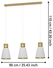 Eglo 900377 - Lampadario a sospensione con filo AGLIENTINA 3xE27/40W/230V
