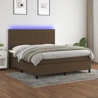 Letto a Molle Materasso e LED MarroneScuro 180x200cm in Tessuto 3135056