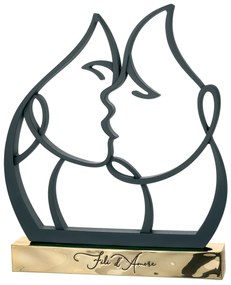 Bongelli preziosi statua moderna coppia bacio collezione Fili d'amore H 30 cm NERO