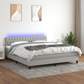 Letto A Molle Materasso E Led Grigio Chiaro 160x200 Cm Tessuto /