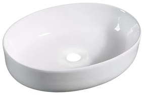 Lavabo da appoggio ovale in ceramica L 51.5 x H 15 x P 38 cm bianco lucido piletta non inclusa