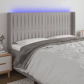 Testiera A Led Grigio Chiaro 163x16x118/128 Cm İn Tessuto /