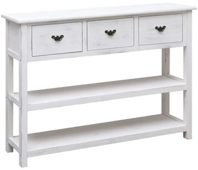 Credenza bianco antico 108x30x76 cm legno massello di paulonia