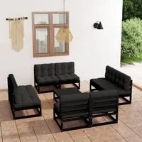 Set Divani da Giardino 9 pz con Cuscini Legno Massello di Pino 3076328