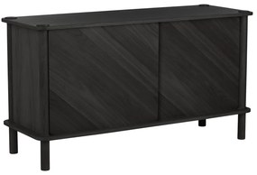 Cassettiera nera in rovere massiccio con porte scorrevoli 135x73,5x48 cm Italic – UMAGE