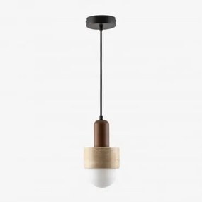 Lampada Da Soffitto In Travertino E Legno (ø12 Cm) Davise Colori Naturali - Sklum