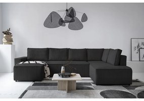 Divano letto angolare in velluto a coste color antracite Brave Dave - Miuform