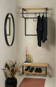 Attaccapanni da parete nero/di colore naturale in metallo con scaffale 76 cm Rizzoli – Spinder Design