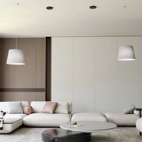 EMIBIG LIGHTING Lampada a sospensione Ascot, Ø 38 cm, grigio, tessuto, decentrato