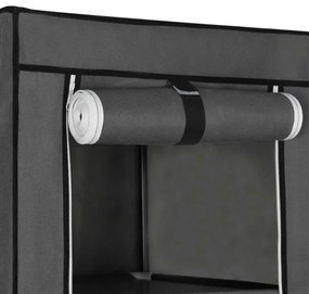 Armadio in tessuto con ripiani e barra appendiabiti MATIS 150x175 cm grigio