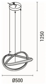 Lampadario LED a sospensione con filo LED/38W/230V 3000K 50x120 cm