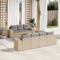 Set Divano da Giardino 8 pz con Cuscini Beige in Polyrattan 3254666