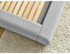 Letto matrimoniale imbottito grigio chiaro con contenitore con griglia 180x200 cm Jagna - Bobochic Paris