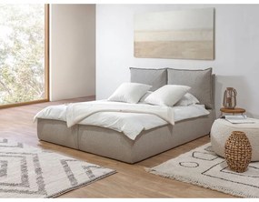 Letto matrimoniale beige imbottito con spazio contenitivo con griglia inclusa 160x200 cm Garance – Bobochic Paris