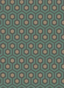 Hicks' Hexagon - Designtapete von Cole & Son - Teal/ Gold