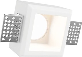 Portafaretto Quadrato 80x80 mm GU10 in Gesso Pitturabile