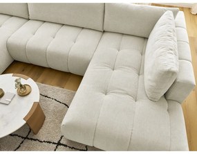 Divano angolare beige allungabile e con contenitore (penisola a destra/a U) Fuji – Bobochic Paris