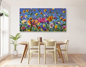 Quadro su tela – Fiori colorati sul prato