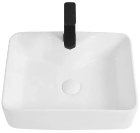 Lavabo da appoggio rettangolare 48x37 cm in ceramica bianco lucido