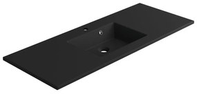 Lavabo integrale a incasso bacino su entrambi i lati rettangolare Neo L 121 x H 11.2 x P 48.5 cm in composito minerale di resina gelificata nero