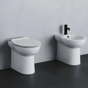 Coppia Di Sanitari Azzurra Ceramica Da Terra Filo Muro Bianco Lucido "Fast"