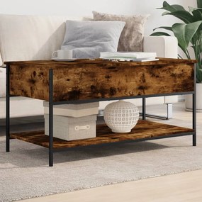 Tavolino Salotto Rovere Fumo 100x50x50 Cm Multistrato E Metallo /