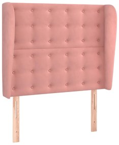 Testiera ad orecchio rosa 103x23x118/128 cm in velluto