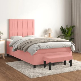 Giroletto A Molle Con Materasso Rosa 120x200 Cm İn Velluto /