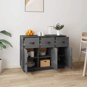 Credenza grigia 100x40x75 cm in legno massello di pino