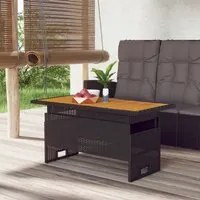 Tavolo Giardino Nero 100x50x43/63cm Massello Acacia Polyrattan 362187