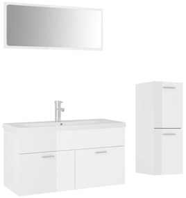 Set mobili da bagno bianco lucido in truciolato