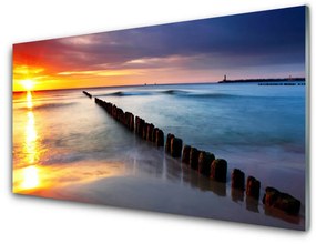 Quadro vetro Paesaggio del sole del mare 100x50 cm