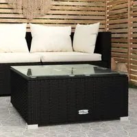 Tavolino da Giardino Nero 60x60x30 cm in Polyrattan e Vetro cod mxl 74264