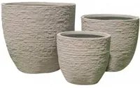 Set di 3 vasi da Giardino in Fibra di argilla cm 44x44x39 - DUDLEY Colore: Beige