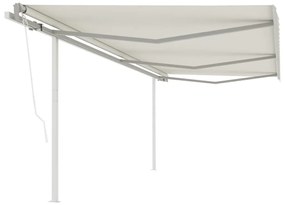 Tenda Da Sole Retrattile Automatica Con Pali 6x3,5 M Crema /