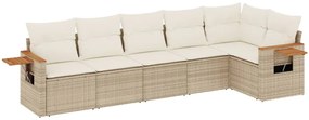 Set divano da giardino 6 pz con cuscini beige in polyrattan