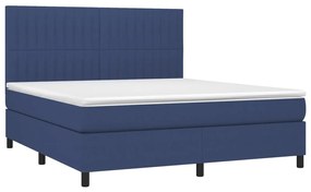 Letto a molle con materasso e led blu 160x200 cm in tessuto