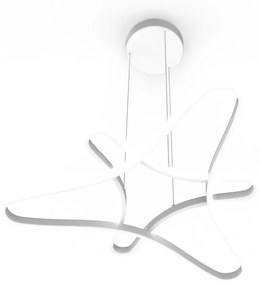 Lampadario Moderno TATY bianco, in alluminio, D. 70 cm, 2 luci