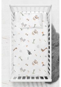 Set copripiumino e federa da bambini bianco in cotone renforcé per culla 100x150 cm Dinozor – Mijolnir