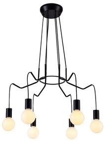 Lampadario a sospensione con filo BASSO 6xE27/40W/230V nero