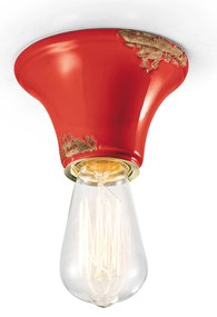 Plafoniera Vintage Tonda Piccola Ceramica Rossa 1 Luce E27